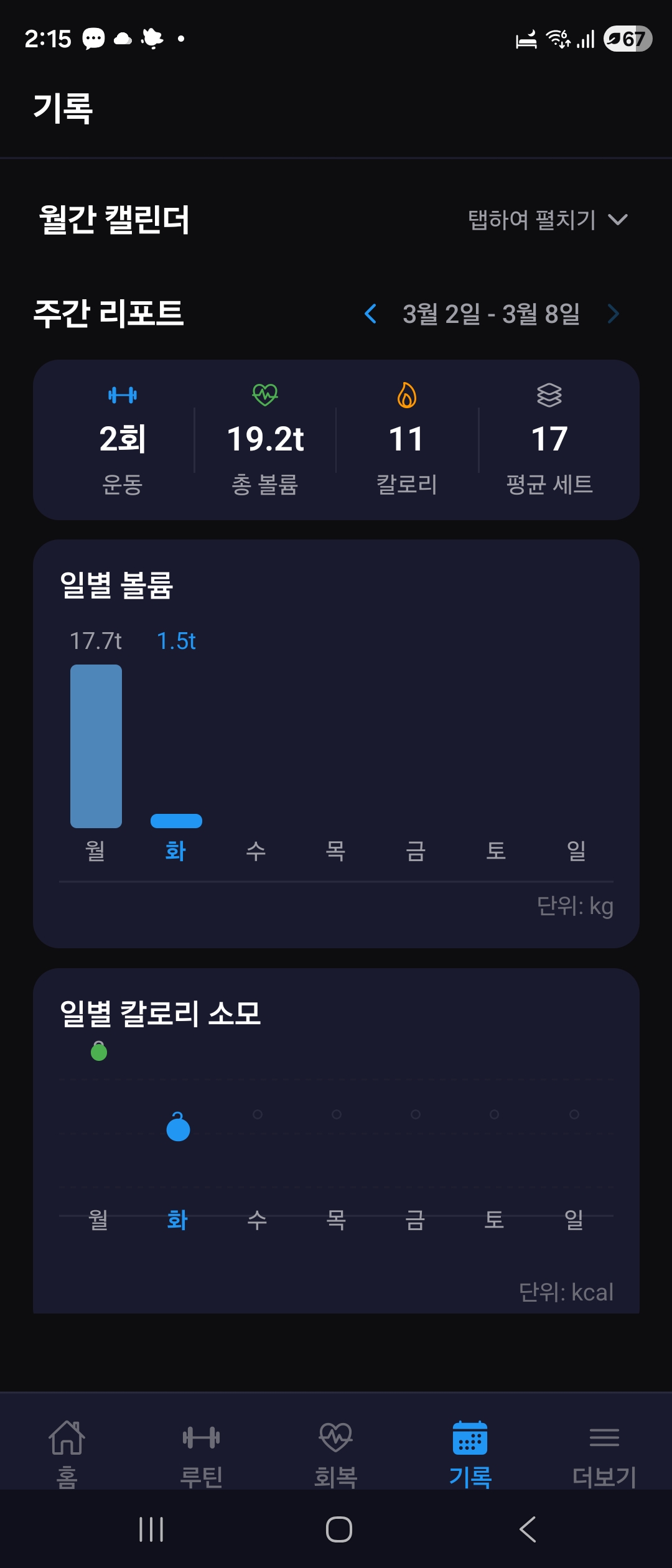 fitVoca workout records and analytics